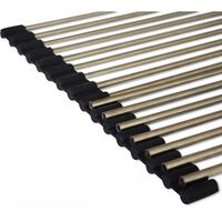 Covoras de Scurgere pentru Chiuveta Bucatarie, din Otel Inoxidabil, Suport Chiuveta, Pliabil, Antiderapant, Usor de Curatat si de Depozitat, 47x36 cm, 18 Tuburi, Negru