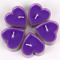 Set 9 Lumanari in Forma de Inima, Flippy, pentru Ziua Indragostitilor, Aroma de Lavanda, Ardere 3.5 h, din Parafina, 4 x 2 cm, Mov