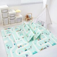 Covoras pentru Copii, Flippy, cu 2 Fete, Model Drum/Safari, din XPE+PE, Impermeabil, Antiderapant, Protectie Termica, +3 Luni, Pliabil, 150 x 200 x 1 cm, Multicolor