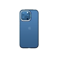 Husa de protectie pentru iPhone 14 Pro Max, cu suport metalic pentru camera, Bracket Series, Flippy, Protectie Antisoc, PC mat, silicon moale pe margini, Albastru