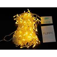 Sectiune Instalatie de Craciun, Flippy®, Tip Turturi, Fara Alimentator, 5m, 143 LED-uri, 8 Jocuri de Lumini, Fir Transparent, Lumina Alb Cald, IP44, Interconectabila