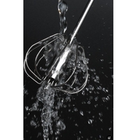 Mixer Manual, Flippy, pentru Oua Smantana Frisca Aluat, Maner Otel Inoxidabil, Usor de Utilizat si Depozitat, 29 x 7 cm, Argintiu