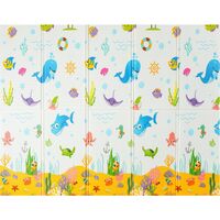 Covoras pentru Copii, Flippy, cu 2 Fete, Model Animale Marine/Exotice, din XPE+PE, Impermeabil, Antiderapant, Protectie Termica, +3 Luni, Pliabil, 180 x 200 x 1.5 cm, Multicolor