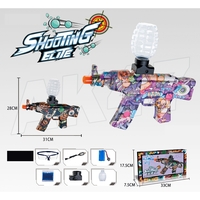 Mitraliera de jucarie electrica Flippy cu bile de hidrogen de gel, gun bluster, tragere in rafala, varsta peste 6 ani, ochelari de protectie, 5000 de bile incluse, cablu de incarcare, 28x31 cm, AK47, mov