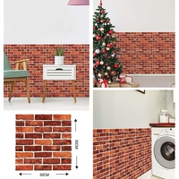 10 x Placi Tapet Autocolant 3D cu Imitatie de Caramida, pentru Perete Bucatarie Sufragerie, Usor de Curatat, Rezistent la Apa, Autoadeziv, 30x30 cm, Rosu