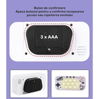 Jucarie interactiva tip consola pentru copii Flippy, speed push whack-a-mole, joc de viteza pop it, material ABS/silicon, cu nivele, sunete si lumini, 15.5 x 7.6 x 5.3 cm, model elfi, mov