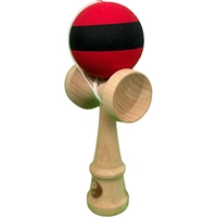 Kendama X Originala, Flippy, 18 cm, Profesionala, +9 Ani, din Lemn, Model cu Dunga, Rosu/Negru