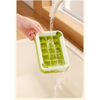 Cutie Gheata, 15 Cuburi, Cu Sistem de Presare Spate, Capac de Umplere și Evacuare, 1 L, 16.5 x 11.2 x 4.5 cm, Verde