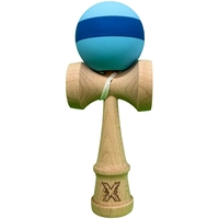 Kendama X Originala, Flippy, 18 cm, Profesionala, +9 Ani, din Lemn, Model cu Dunga, Bleu/Albastru