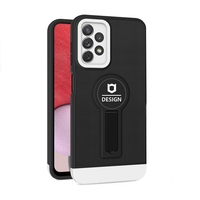 Husa Armor Design cu Stand pentru Apple iPhone 14 (6.1) Negru/Alb, Suport Auto Magnetic, Protectie Antisoc, Flippy