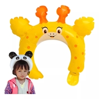 Balon din Folie Metalizata, Flippy, Tip Coronita cu Urechi, Model Girafa, Ambalaj Individual, Pai Inclus, Umflare cu Aer sau Heliu, 28 x 31 cm, Galben