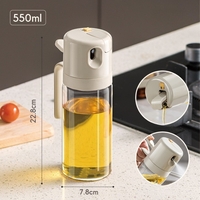 Dispenser pentru Ulei, Flippy, prin Curgere si Pulverizare, Deschidere si Inchidere Automata a Rezervorul, 550mL, 11.4x7.8x22.8cm, Gri