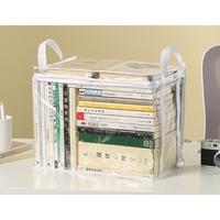 Cutie de Depozitare, Flippy, din PVC + Textil, Rezistenta la Apa, Geanta pentru Carti, 38x24x32 cm, Transparent-Alb