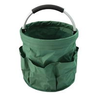 Geanta Cos pentru Scule de 17L, Flippy, Buzunare Exterioare, Cos de Picnic Portabil, Cos pentru Plaja, Cos pentru Curatenie, din Material Oxford 600 D, 28 x 28 x 28 cm, Verde