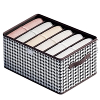 Cutie De Depozitare, Flippy, Pentru Haine, Lenjerie, Sosete Si Sutiene, Material Textil, 6 Compartimente, 44x30x20 cm, Culoare Alb-Negru