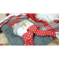 Ciorap Cadouri, model casa, culoare gri, imprimeu om de zapada, marimea 15x30 cm, Flippy