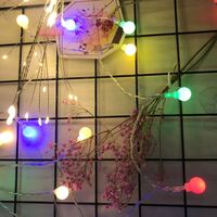 Instalatie sfere brad Craciun Flippy, 3 metri, 20 LEd-uri, alimentare la retea, fir transparent, multicolora