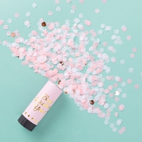 Tun de Confetti, Flippy, Best Wishes 11 x 4 cm, Model Buline din Hartie si Folie, Roz