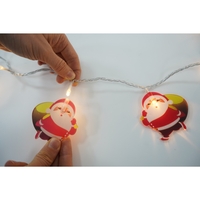 Set 10 Ornamente pentru Instalatie, Flippy, Atasare la Instalatia de Craciun, Design Festiv, Protectie Becuri Instalatie, Rezistente la Zapada, Interior/ Exterior, Model Mos Craciun cu Sac