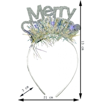 Bentita/cerc Mery Cristmas, culoare gri metalic cu beteala, marime standard, Flippy