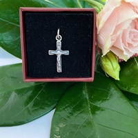 Pandantiv, Jolie Silver, Argint 925, Model Cruce cu Iisus Oxidata, 0.7 g, 20x10 mm