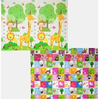 Covoras pentru Copii, Flippy, cu 2 Fete, Model Safari/Animale, din XPE+PE, Impermeabil, Antiderapant, Protectie Termica, +3 Luni, Pliabil, 150 x 200 x 1 cm, Multicolor