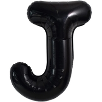 Balon Folie Metalizata Litera J, Flippy, 40 cm, Umflati cu Heliu sau Aer, Ambalaj Individual, Pai inclus, Negru