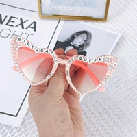 Ochelari Decorativi, Flippy, Model Birthday Queen, cu Perle si Pietre, pentru Aniversari, din PC, 15.3 x 5.7 x 14.5 cm, Roz