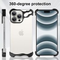 Husa Metalica Compatibila cu iPhone 16 Pro Max, Flippy, Protectie pentru Colturile Telefonului si Camera, Aliaj, Antisoc, Antizgariere, Negru