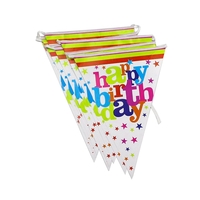 Set 10 Stegulete Tip Banner, Flippy, Colectia Happy Birthday, 270 cm Lungime, din Hartie Cretata, Multicolor