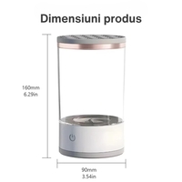 Dispozitiv Portabil de Curatare a Pensulelor de Machiaj, Flippy, Potrivit pentru Pensule de Diferite Dimensiuni, 5V, 7000RPM, Vibratii Sonice, USB, Alb/Transparent, 9x9x16 cm