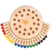 Joc de Memorie, Flippy, pentru Toata Familia, din Lemn, Diametru Tabla de Joc 17 cm, Interactiva, +4 Ani, 6 Culori, Multicolor