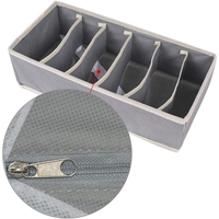 Cutie De Depozitare, Flippy, Pentru Lenjerie, Sosete Si Sutiene, Material Textil, 6 Compartimente, 32 x 16 x 10 cm, Culoare Gri