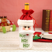 Saculet de Craciun pentru Sticla de Bautura, Flippy, Model Mos Craciun Accesorizat, Tematica Petrecere de Craciun, Marime Universala, 13x28 cm, Rosu