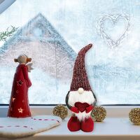 Figurina Decorativa, Pentru Craciun, Flippy, Spiridus, Omul Padurii Indragostit, Picioare Telescopice, Inaltime reglabila 42 - 52 cm, Rosu