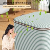 Cutie de Depozitare cu Fermoar, Flippy, Pliabila, Maner Ranforsat, Fermoar Rezistent, pentru Haine, Paturi, Plapume, Perne, Lenjerii de Pat, Jucarii, 50x40x50 cm, 100 Litri, in Dungi, Verde