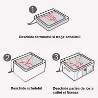 Cutie Depozitare, Flippy, 66L, din Material Textil, 50 x 40 x 33 cm, pentru Haine si Lenjerii, Model Floare de Prun, Roz