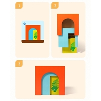 Jucarie de Construit, Flippy, Puzzle Box, Blocuri Stivuibile, 4-6 Ani, 5 Cuburi, 48 de Modele de Construit, 1 Manual, 12.8 x 12.8 x 12.8 cm, Multicolor