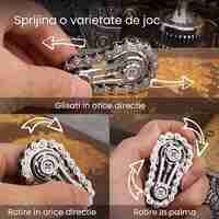 Jucarie Fidget Spinner Premium Anti Stres, Flippy, Giroscop din Aliaj, Jucarie din Metal de decompresie, forma Lant de Angrenaj de Bicicleta, 6 x 3.5 cm, Argintiu
