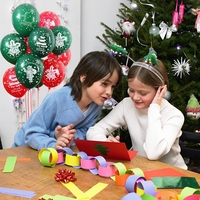 Set 16 Baloane din Latex, Flippy, Model Merry Christmas, Tematica Craciun, 25 cm, Verde Rosu