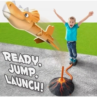 Jucarie pentru Copii, Flippy, Lansator de Rachete cu Piciorul, un Singur Lansator, 3 Rachete Donozauri cu Lumini, 30 cm Inaltime, Model Vulcan, Multicolor