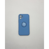 Husa protectie Flippy compatibila cu Apple iPhone 12 Mini Liquid Silicone Ring cu suport rotativ Albastru