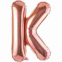 Balon Folie Metalizata Litera K, Flippy, 80 cm, Umflati cu Heliu sau Aer, Ambalaj Individual, Pai inclus, Rose Gold