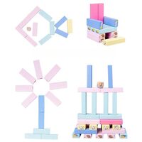 Joc de Societate, Flippy, pentru Copii, din Lemn, Interactiv, Distractiv, Jenga Stack High Blocks, cu Zar, 51 de Piese Animate, 24.5x18x5 cm, Multicolor