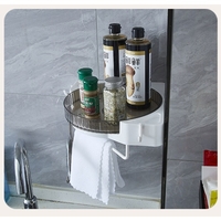 Suport Depozitare, Flippy, din Plastic, Rotativ 360 grade, Montare fara Perforatii, pentru Baie/Bucatarie, Alb
