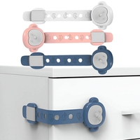 Siguranta pentru Usi Copii, Flippy, Sistem de Blocare Sertare, Dulap, Frigider, Adeziv, cu Sistem de Inchidere Dublu, Model Maimutica, Alb