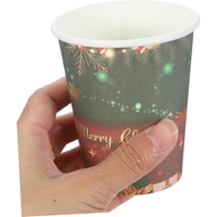 Set 16 Pahare de Unica Folosinta, Flippy, Model Merry Christmas, Tematica de Craciun, 9.14 cm, Rosu Verde