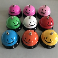 Clopotel Metalic Multifunctional, Flippy, Roz cu Imprimeu SMILEY FACE, 7.5 x 7.5 x 6.5 cm, Dresaj, Receptie, Restaurante,