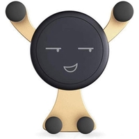 Suport de Telefon, Flippy, pentru Ventilatie, din ABS si Silicon, 11 x 10 x 4 cm, pentru Telefon 4.0 - 6.0 inch, Model Smiley Face, Auriu
