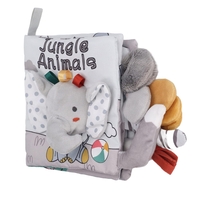 Carte Senzoriala, Flippy, pentru Bebelusi, 15x16x6 cm, cu Animalute, 3D, Cu Sunete si Fosnete, 0-3 Ani, Model Elefantel, Gri